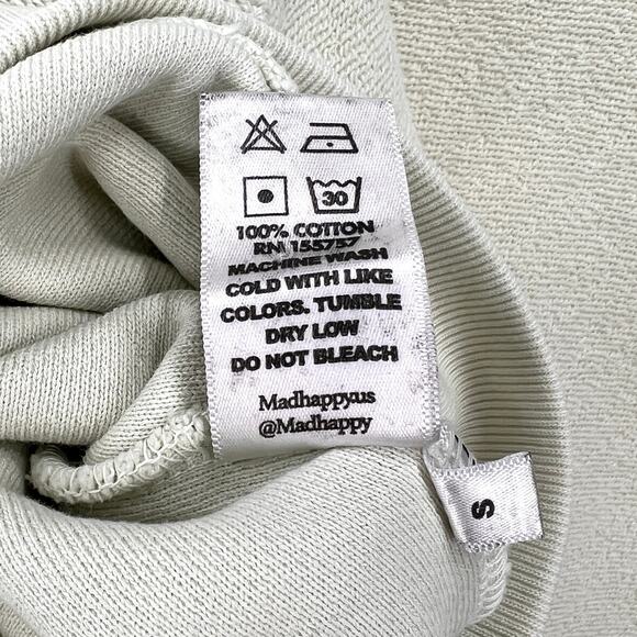 MADHAPPY Rainbow Cropped Crewneck Sweatshirt Womens Small Pale Green Pullover - Picture 10 of 15